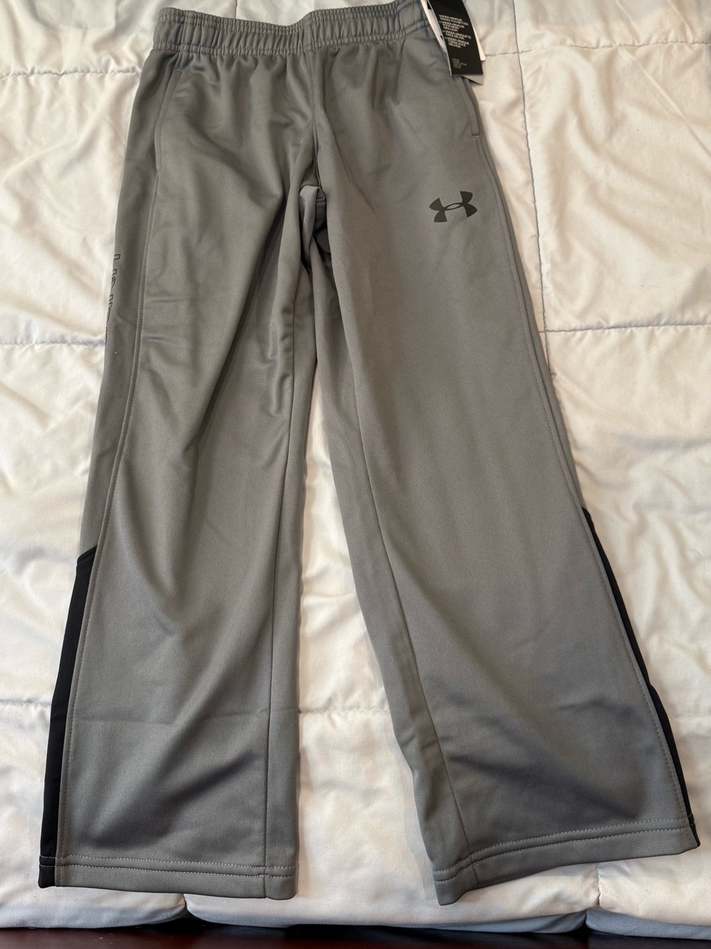 Under Armour Gray Kids Athletic Sweatpants with Black Side Panels
